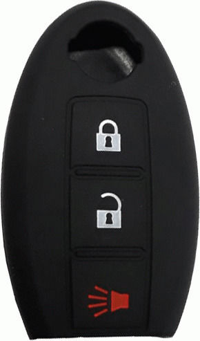 Silicone Car Key Cover Case with 3 Buttons for Nissan Black