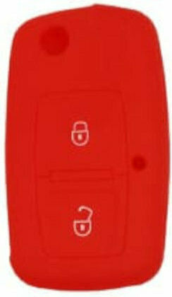 Silicone Car Key Cover Case with 2 Buttons for Seat / Skoda / VW Red