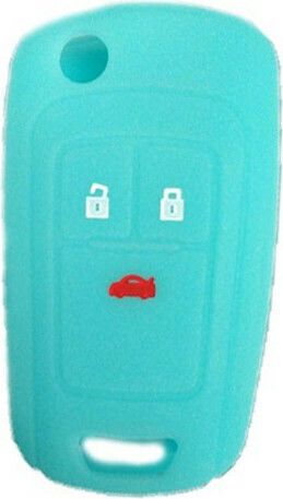 Silicone Car Key Cover Case with 3 Buttons for Opel Turquoise