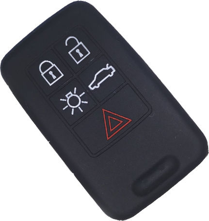Silicone Car Key Cover Case with 5 Buttons for Volvo Black