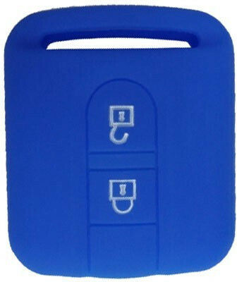 Silicone Car Key Cover Case with 2 Buttons for Nissan Blue