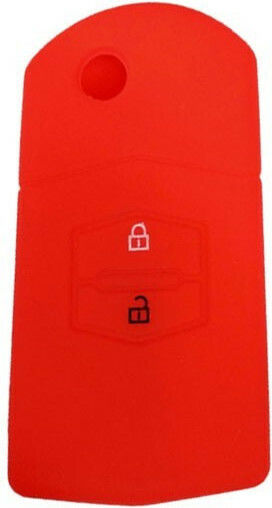 Silicone Car Key Cover Case with 2 Buttons for Mazda Red