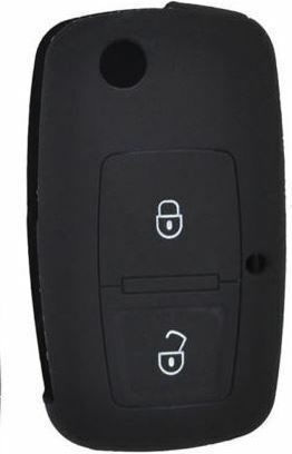 Silicone Car Key Cover Case with 2 Buttons for Seat / Skoda / VW Black