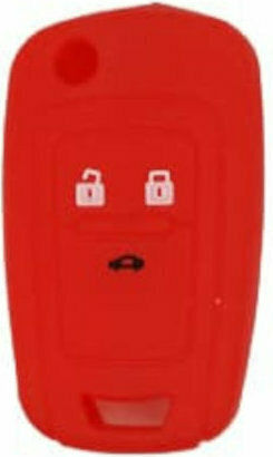 Silicone Car Key Cover Case with 3 Buttons for Chevrolet Red