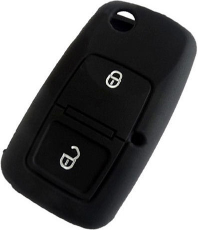 Silicone Car Key Cover Case with 2 Buttons for Seat / Skoda / VW Black