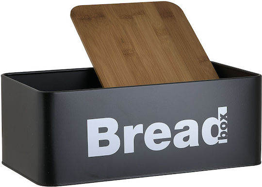 Click Brotkasten mit Deckel aus Bambus Schwarz 33x18x12cm