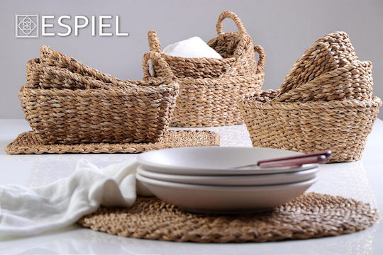 Espiel Καλάθι Ψωμιού Ψάθινο σε Καφέ Χρώμα 20x16x6cm