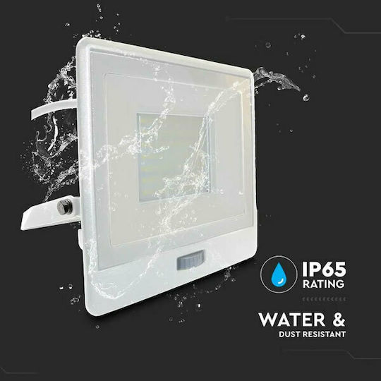 V-TAC Waterproof LED Flood Light 50W Natural White 4000K with Motion Sensor IP65