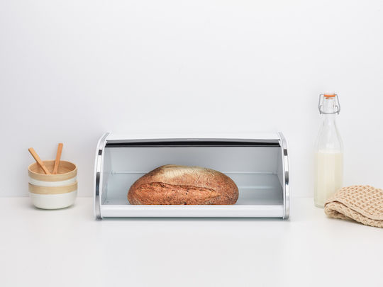 Brabantia Roll Top Bread Bin Ψωμιέρα με Καπάκι Inox Λευκή 44.7x26.8x17.3cm