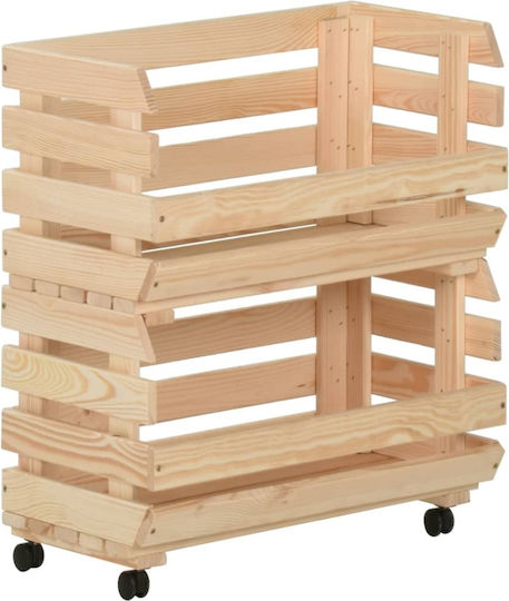 vidaXL Wooden Storage Box with Wheels Brown 37x30x80cm