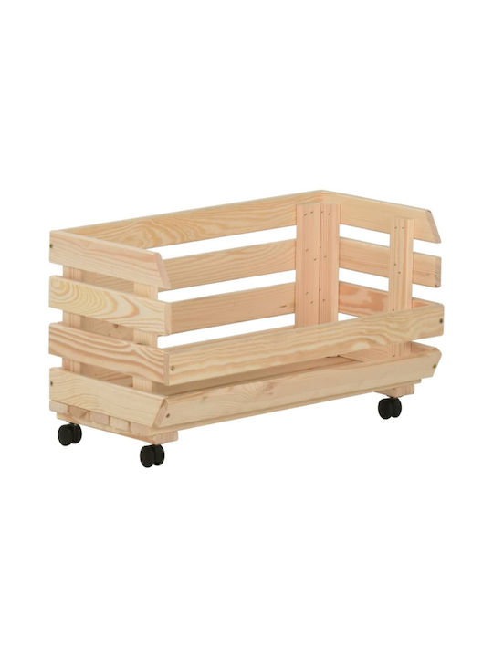 vidaXL Дърво Кутия за съхранение с колела Кафяв 37x30x80см 1бр