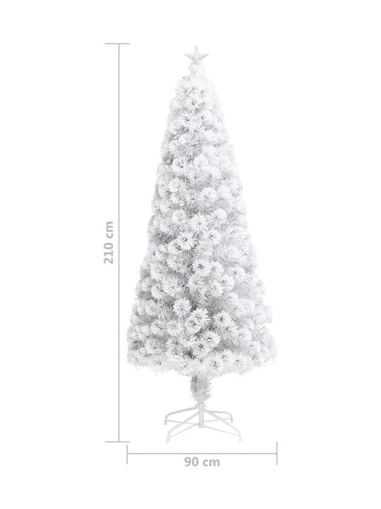 Decorated Christmas White Tree with Metallic Base and LED Lighting H210cm