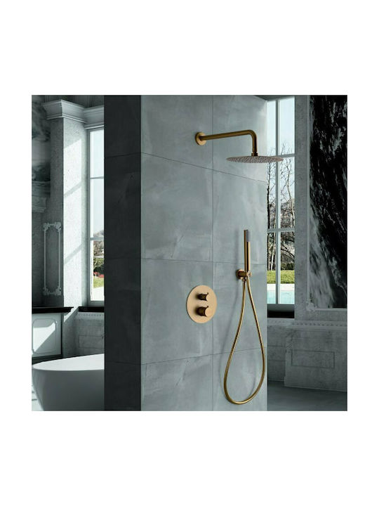 Imex Line Built-In Showerhead Set with 2 Exits Inox Gold