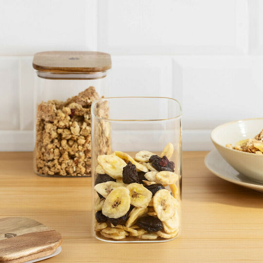 Navaris Set of 3 General Use Transparent Glass Jars with Lid 1000ml 3 Pieces