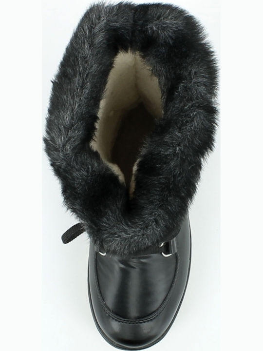 Leather Snow Boots with Laces & Fur Sogno 81 Black