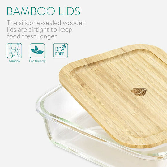 Navaris Set Glass Lunch Boxes Beige 3 Pieces