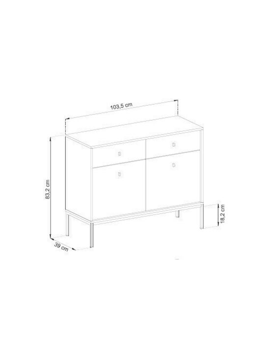 Μπουφές Mono Ξύλινος με Συρτάρια Μπλε 103.5x39x83.2cm