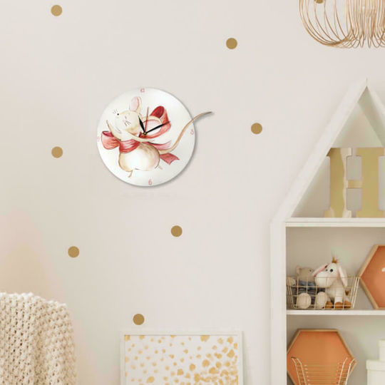 Yapadapadou Kinder Wanduhr Mäuschen Hölzernes 25εκ.
