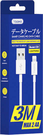 Yookie CB1 3m Regular USB 2.0 to micro USB Cable White (40149)