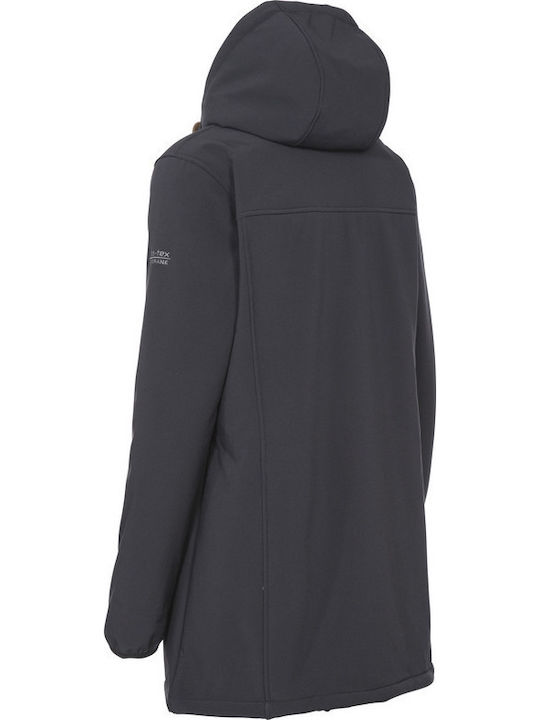 Kristen Lang Damen Parka Jacke mit pelziger Kapuze für Winter Schwarz