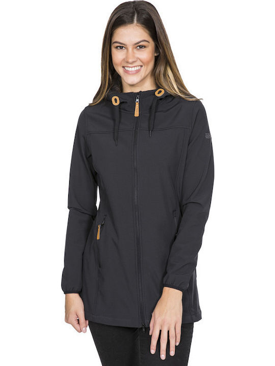 Kristen Lang Damen Parka Jacke mit pelziger Kapuze für Winter Schwarz