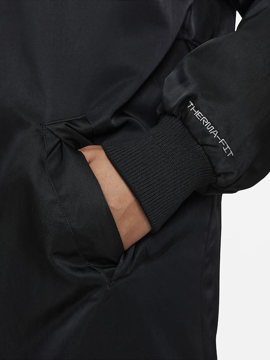 Lang Damen Bomberjacke Schwarz