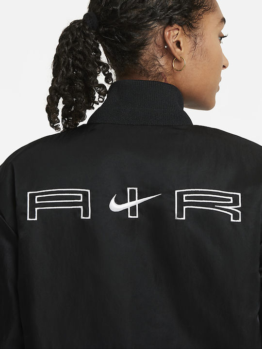 Lang Damen Bomberjacke Schwarz