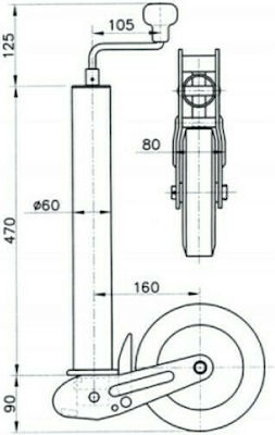 Eval Trailer Jack Adjustable 60mm