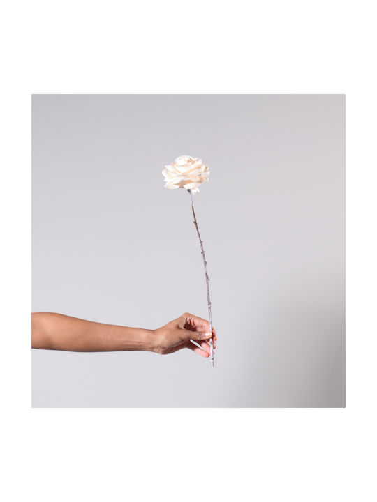 Supergreens Artificial Decorative Branch Rose Frozen Cream 45cm 1pcs