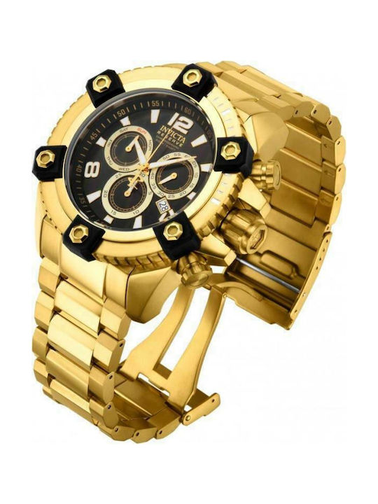 Invicta Reserve Battery Chronograph Watch with Metal Bracelet Gold