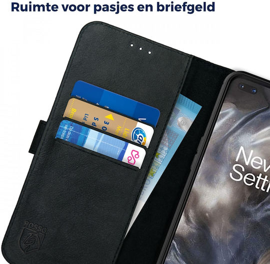 Rosso Deluxe Wallet Piele Negru (OnePlus Nord)