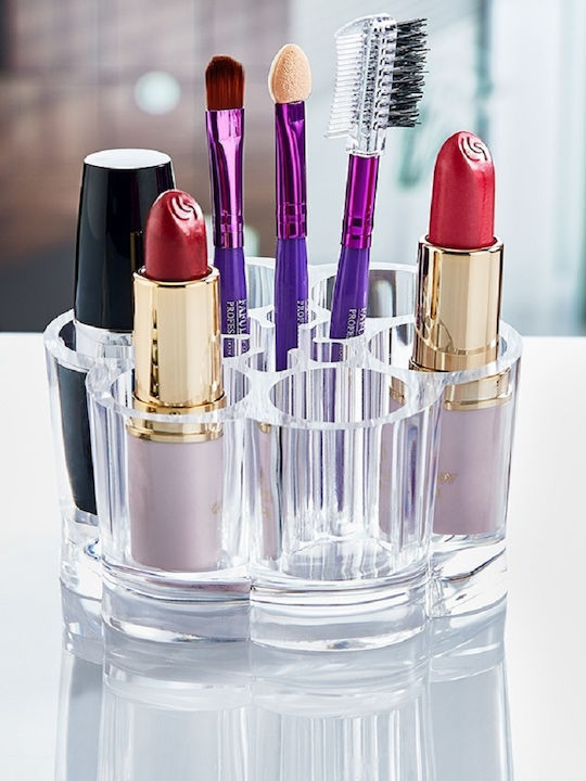 Cosmetics Organizer with Dividers Transparent 9x9x6cm