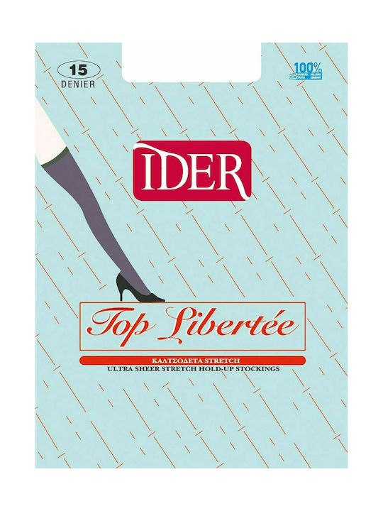 IDER Libertee Strech Γυναικείες Ψηλές Κάλτσες 15 Den Off Black