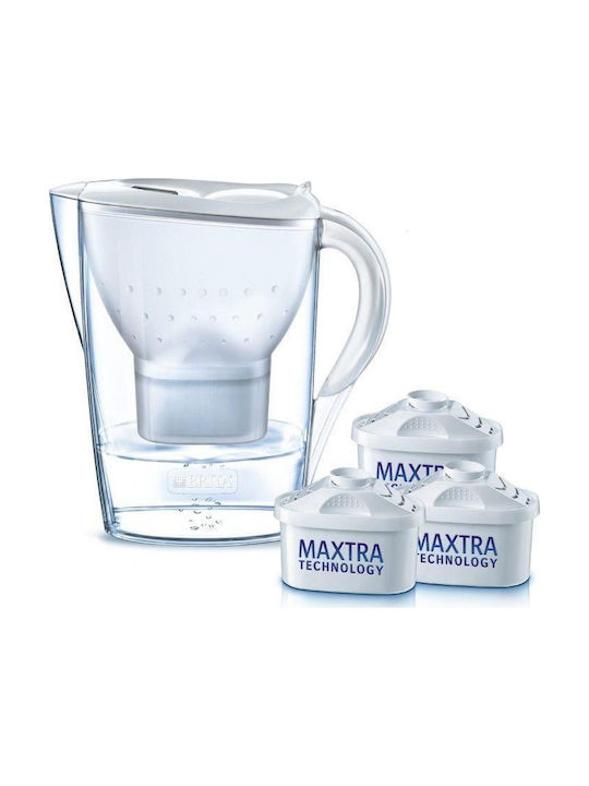 Brita Marella Plastic Jug White with 3 Replacement Filters Maxtra+ 2400ml 3pcs