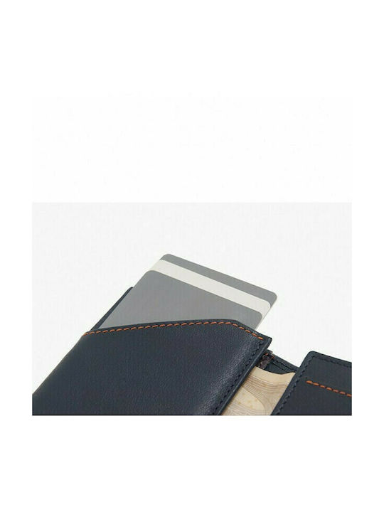 Roik Zip Coin Men's Leather Card Wallet with RFID Πορτοκαλί/Μπλε