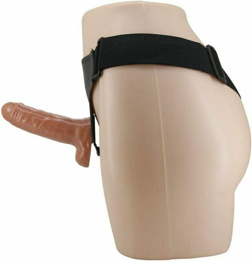 Baile Ultra Passionate Harness Dual Penis Strap On Harness with Double Dildo and Vibration in color Flesh