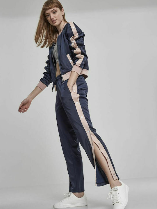 Women's Short Bomber Jacket for Winter Navy Blue