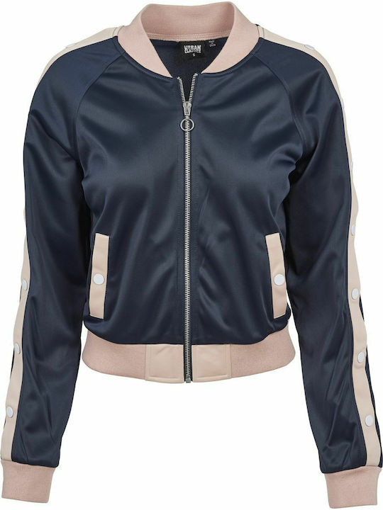 Women's Short Bomber Jacket for Winter Navy Blue