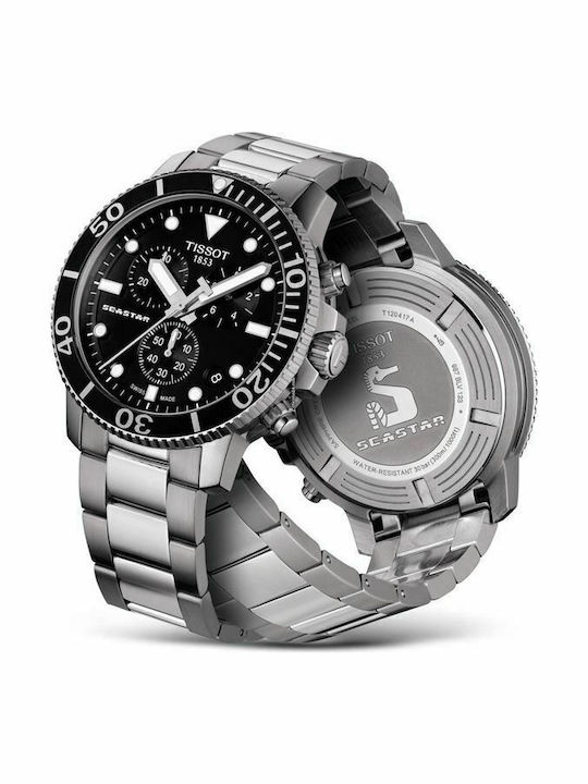 Tissot Seastar 1000 Men's Watch 45.5mm Chronograph Battery with Silver Metal Bracelet