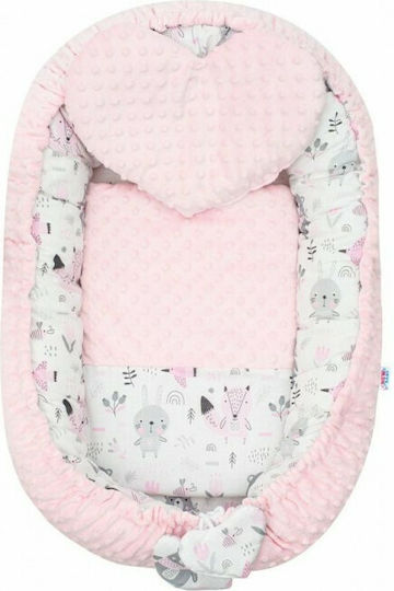 New Baby Pernă pentru bebeluși în formă de cuib Minky Teddy Roz