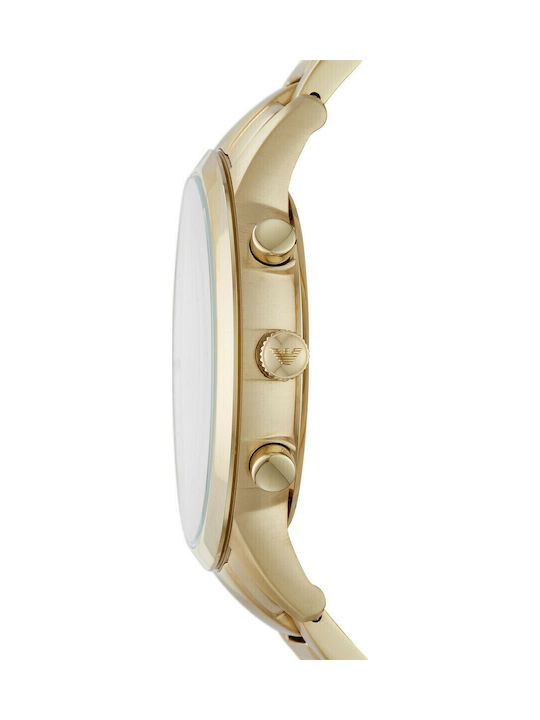Emporio Armani Renato Ανδρικό Ρολόι 43mm Χρονογράφος Μπαταρίας με Χρυσό Μεταλλικό Μπρασελέ