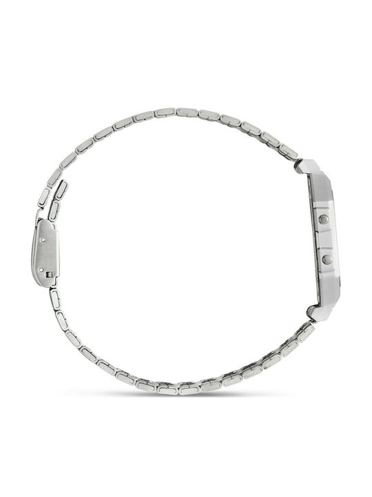 Casio Vintage Iconic Digital Men's Watch 35.5mm Chronograph Battery with Silver Metal Bracelet