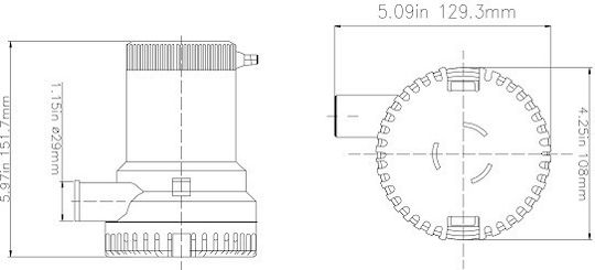 Eval Αντλία Σεντίνας για Σκάφος 2000GPH 12V / 126 LPM 12V