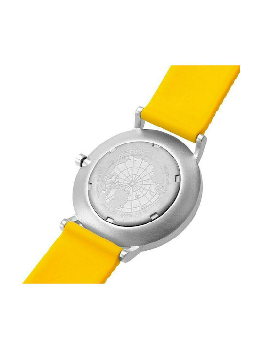 Bering Time Uhr Batterie mit Gelb Kautschukarmband 16940-609