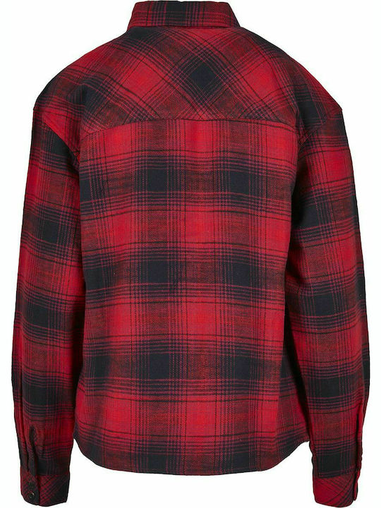 TB3767 Γυναικείο Καρό Κόκκινο Overshirt Oversized