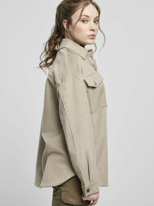 Women's Light Taupe Overshirt Oversized