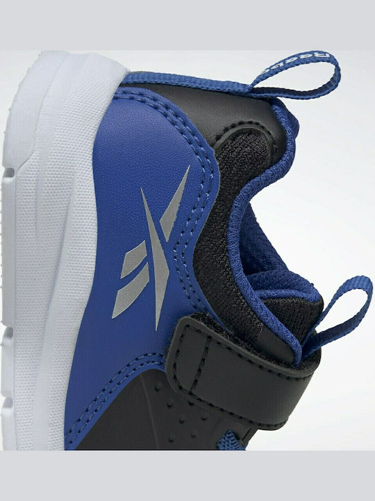 Rush Runner Rush Runner 4 Kids Sports Shoes Running with Hoop & Loop Closure Core Black / Court Blue / Silver Metallic