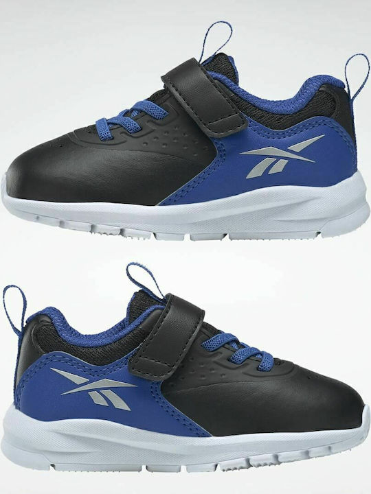 Rush Runner Rush Runner 4 Kids Sports Shoes Running with Hoop & Loop Closure Core Black / Court Blue / Silver Metallic