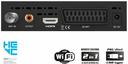 Edision Picco T265 Pro 01-07-0027 Mpeg-4 Digital Receiver Full HD (1080p) with PVR (Record to USB) Function Connections SCART / HDMI / USB