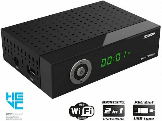 Edision Picco T265 Pro 01-07-0027 Mpeg-4 Digital Receiver Full HD (1080p) with PVR (Record to USB) Function Connections SCART / HDMI / USB
